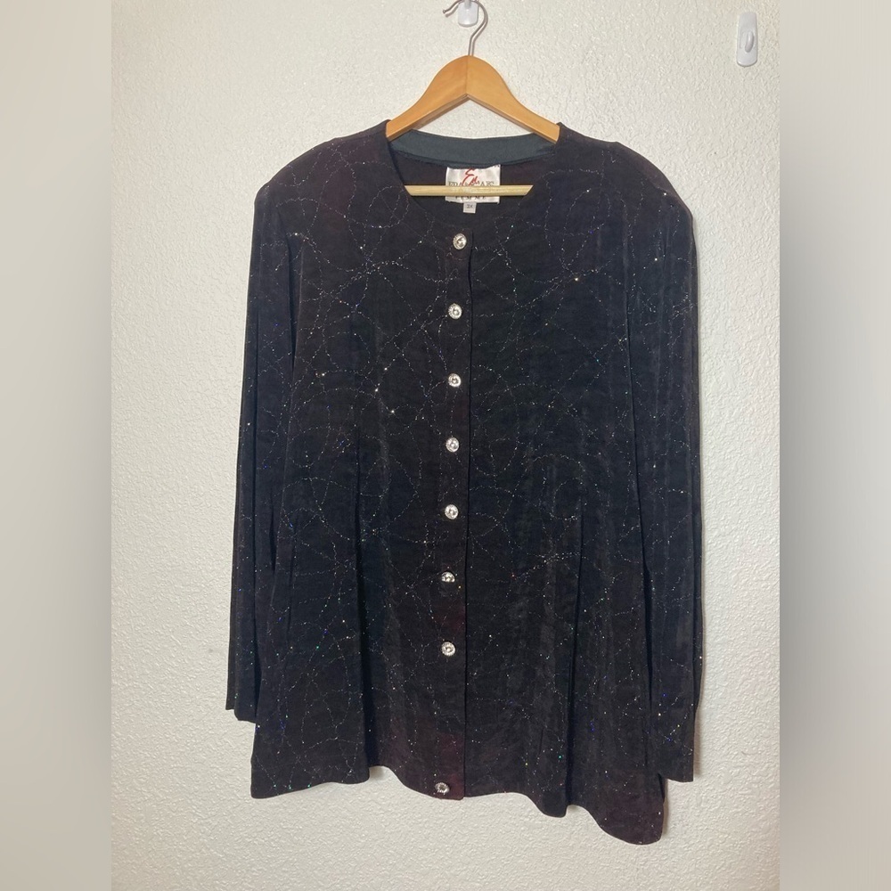 En Francais by Huey Waltzer Femme 3X two piece tank and jacket button sweater